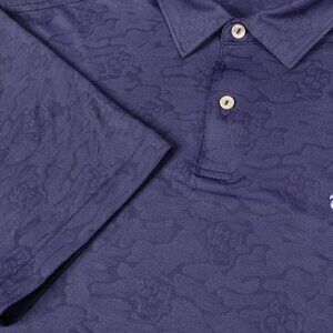 PETER MILLAR Polo Shirt Mens XL Navy Blue Golf Performance Skull Jacquard